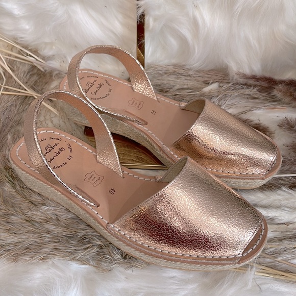 NEW! Palmaira Sandals - Rose Gold Low Form Espadrille Wedges - Picture 2 of 4